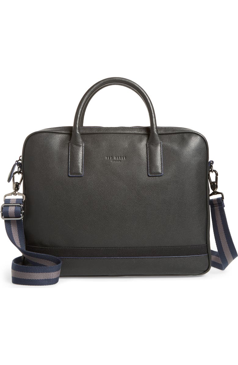 Ted Baker London Lowmee Leather Briefcase, Main, color,