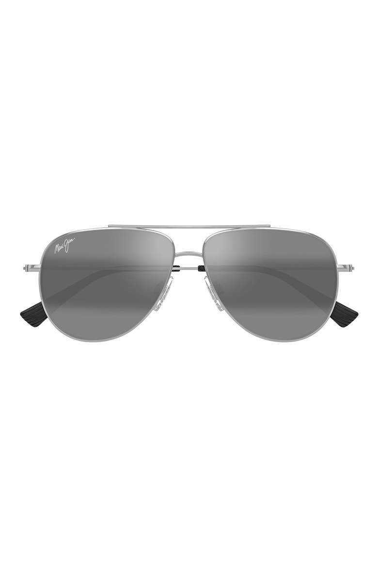 Hauloli XS 56mm Polarized Aviator Sunglasses, Main, color, SILVER