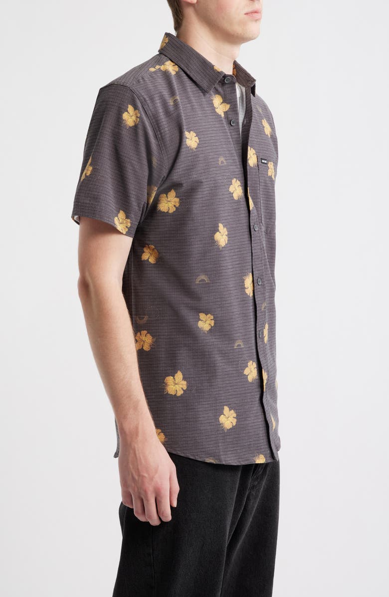 Rip Curl Sessions Aerotech Short Sleeve Performance Button-Up Shirt, Alternate, color, Washed Black