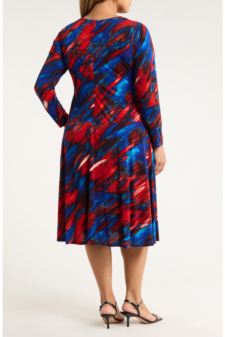 Ruched Long Sleeve Dress, Alternate, color, RED BLUE