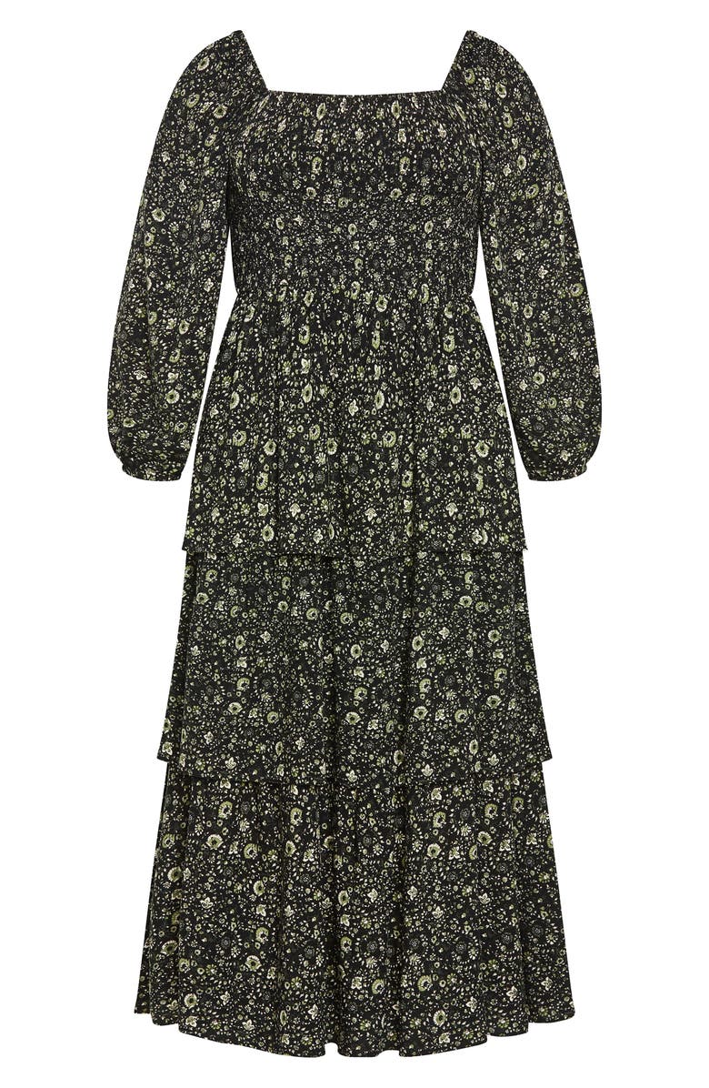 City Chic Cassidy Floral Print Maxi Dress, Main, color, Olive Ditsy