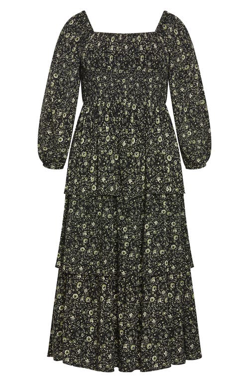 City Chic Cassidy Floral Print Maxi Dress In Green