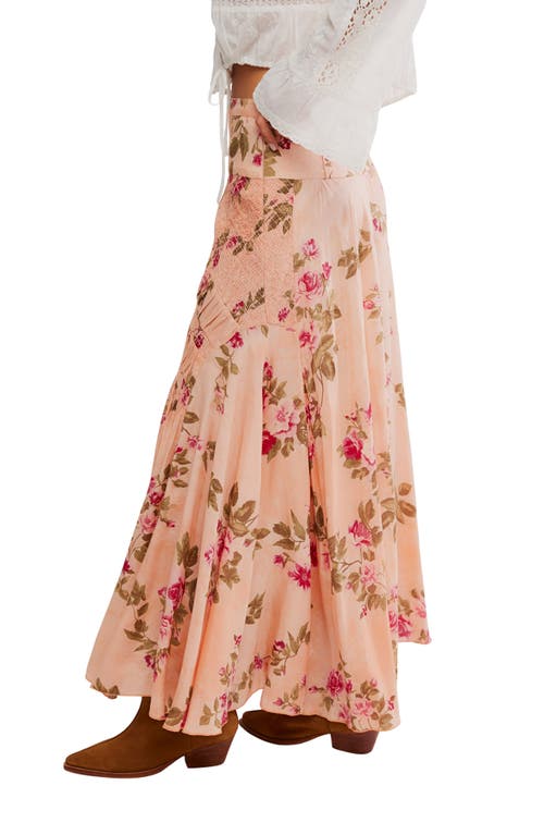 Free People Rowan Floral Smocked Maxi Skirt In Gray