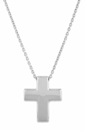 Frankie & Zoe 14K White Gold Puffed Cross Pendant Necklace