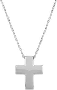 Frankie & Zoe 14K White Gold Puffed Cross Pendant Necklace