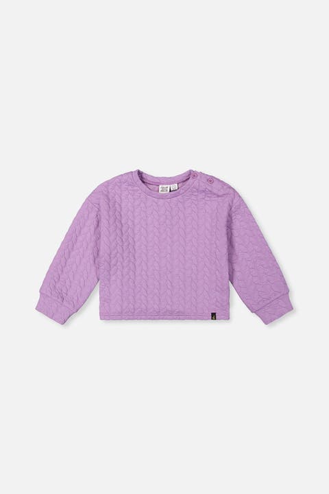 Jacquard Diamond Quilted Button Shoulder Sweatshirt (toddler, Little Kid & Big Kid)