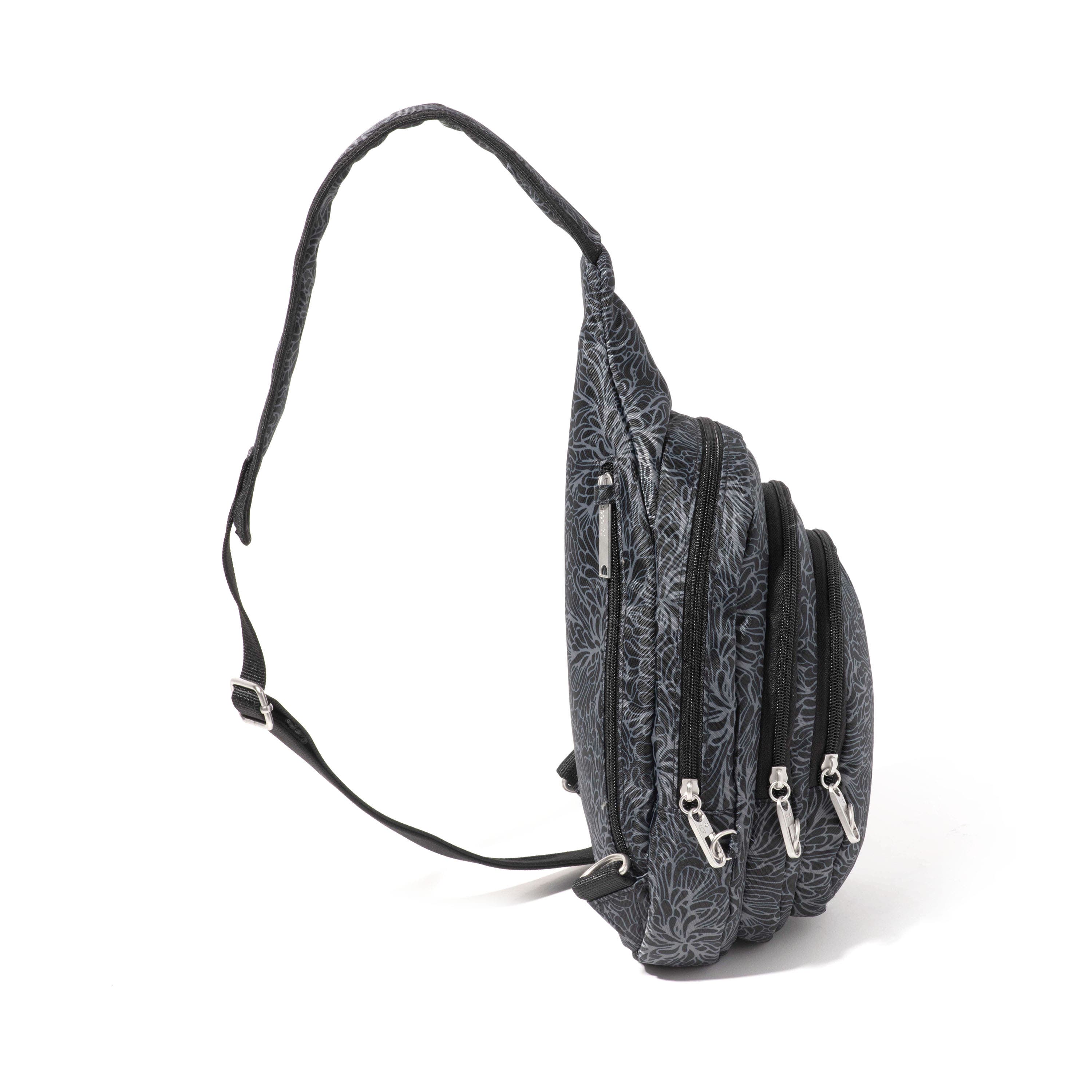 Securtex Anti-theft Multi Zip Sling, Alternate, color, Midnight Blossom Print