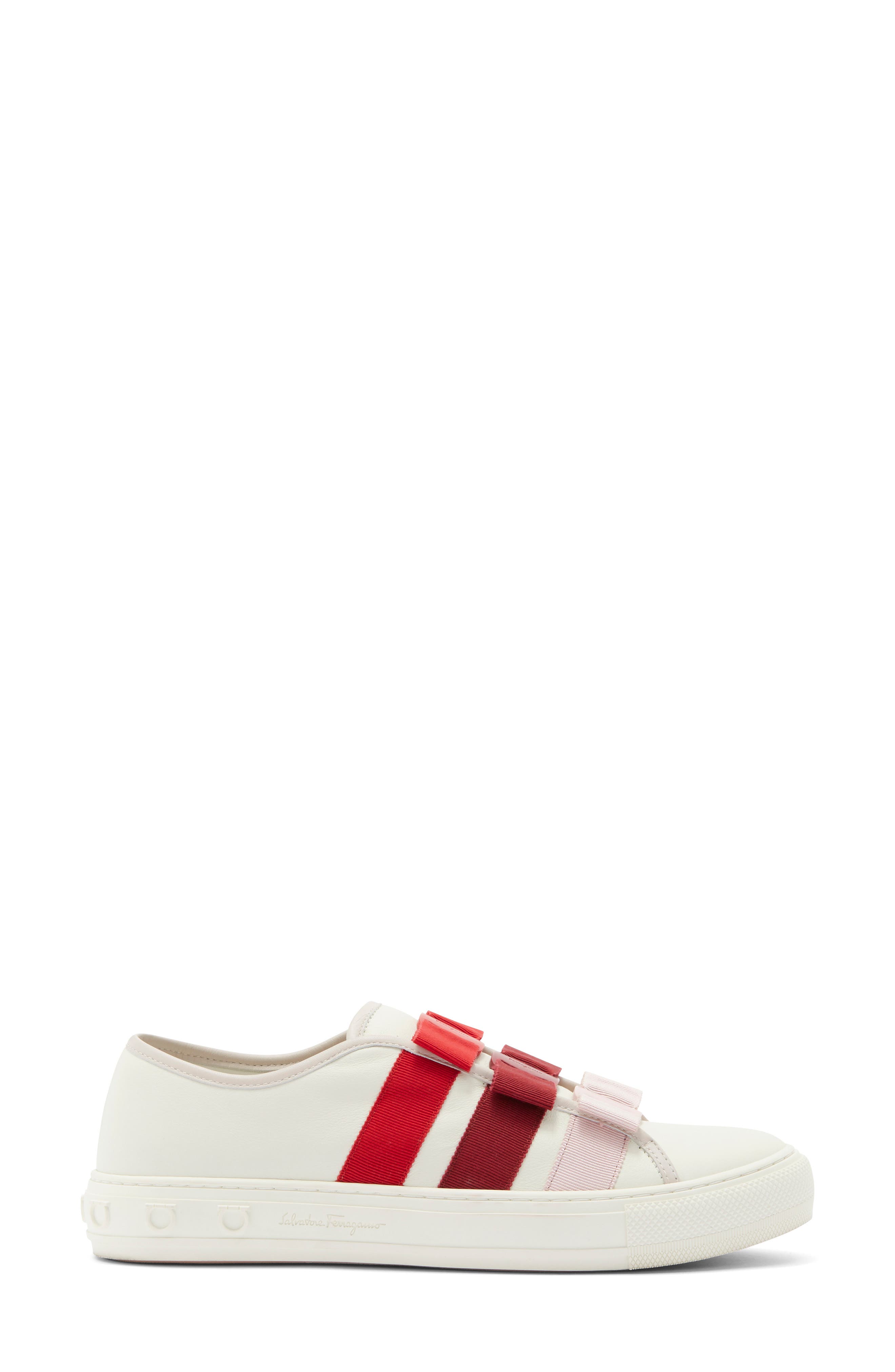 FERRAGAMO Bow Slip-On Sneaker, Alternate, color, White