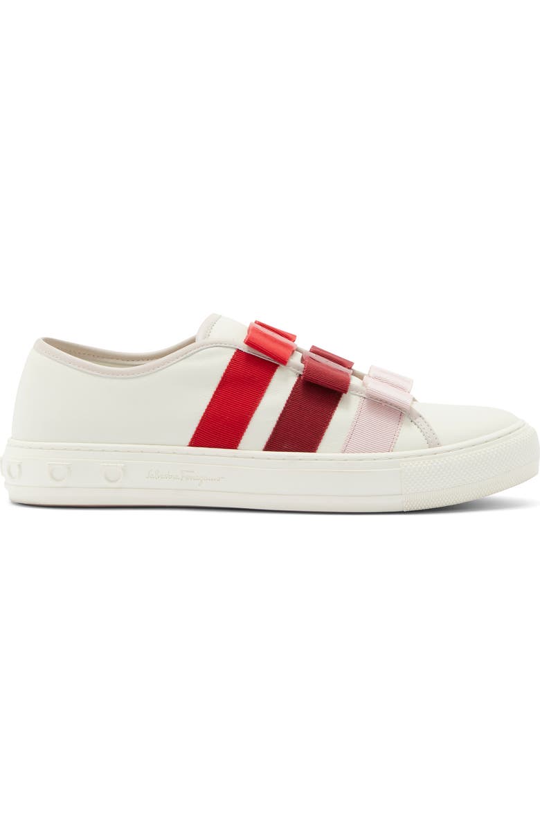 FERRAGAMO Bow Slip-On Sneaker, Alternate, color, White
