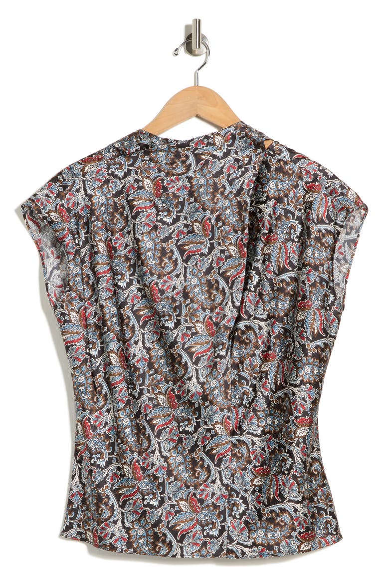 Leilany Floral Tie Neck Silk Blend Top, Alternate, color, BLACK MULTI