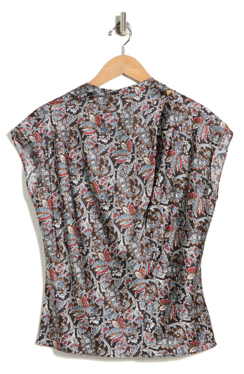Veronica Beard Leilany Floral Tie Neck Silk Blend Top, Main, color, Black Multi
