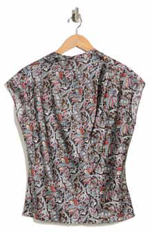 Veronica Beard Leilany Floral Tie Neck Silk Blend Top
