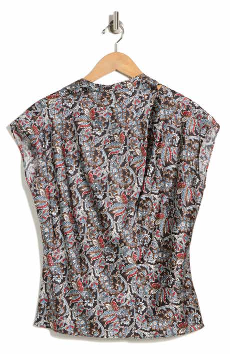 Veronica Beard Leilany Floral Tie Neck Silk Blend Top