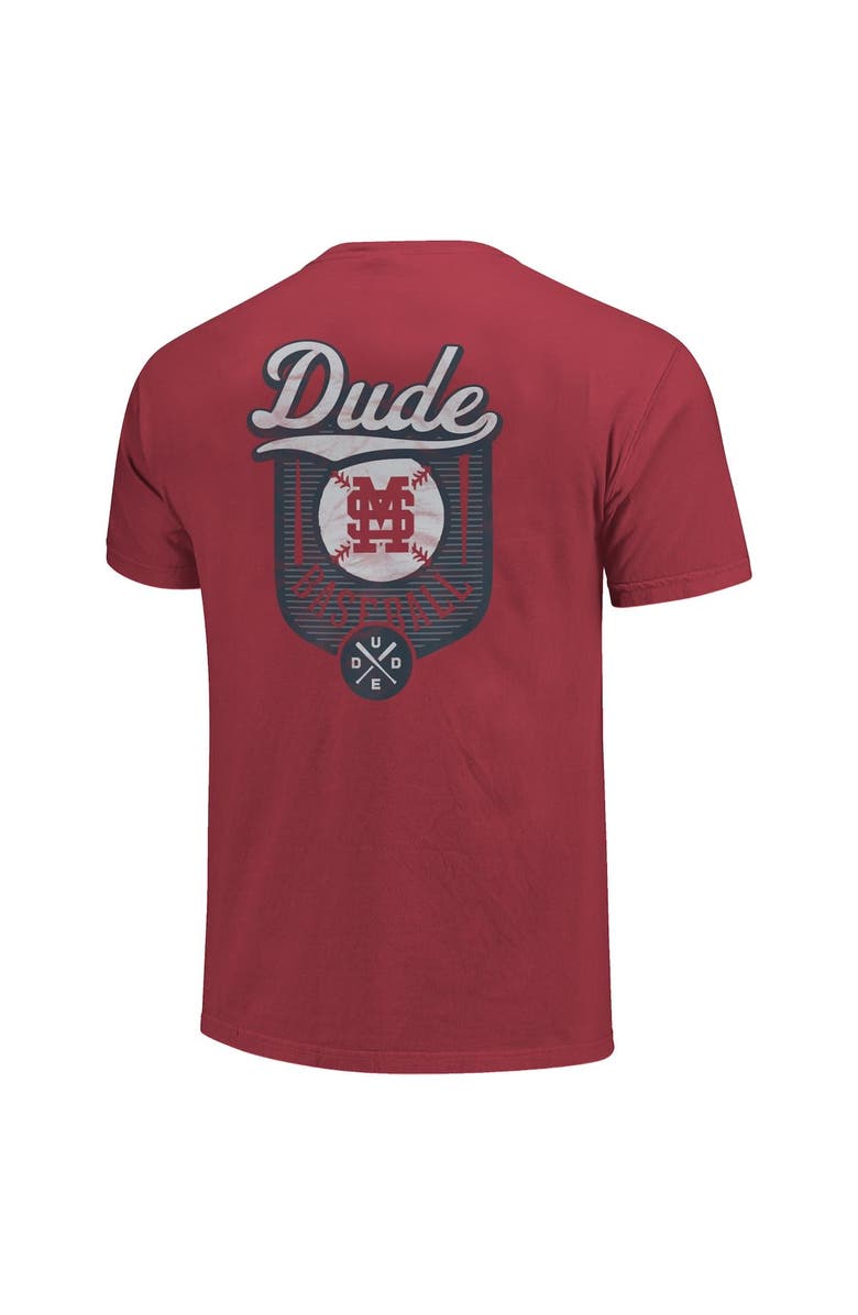IMAGE ONE Men's Maroon Mississippi State Bulldogs Dude Baseball Comfort Color T-Shirt, Alternate, color, 