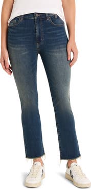NIC+ZOE High Waist Raw Hem Flare Leg Jeans