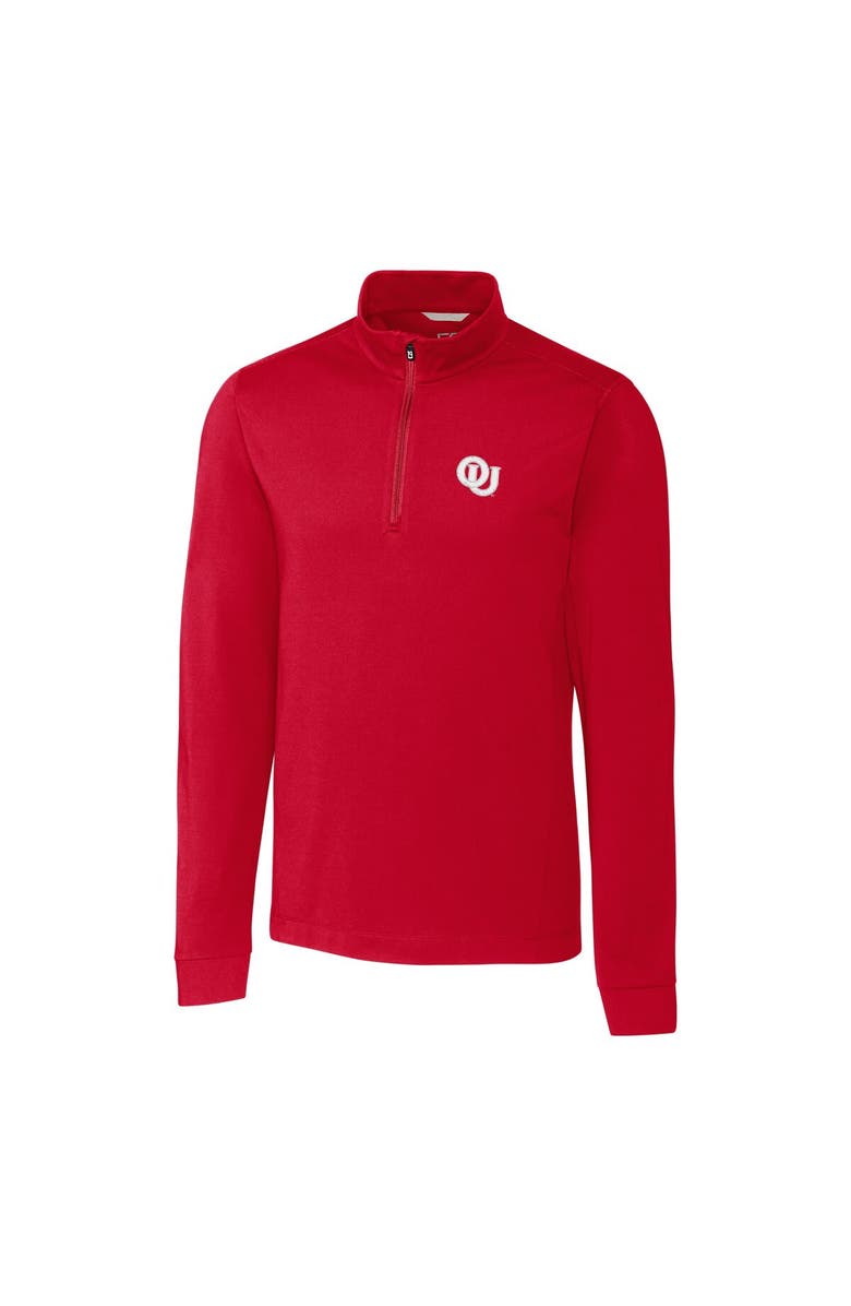 Cutter & Buck Men's Cutter & Buck Crimson Oklahoma Sooners Vault Advantage Quarter-Zip Mock Neck Sweater, Main, color,
