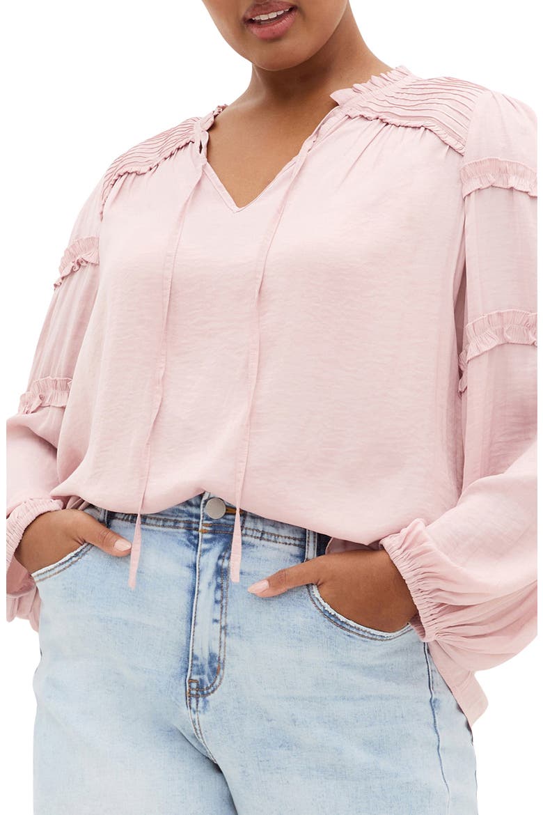 Ruffle Puff Sleeve<br />Peasant Blouse, Main, color, CUPCAKE