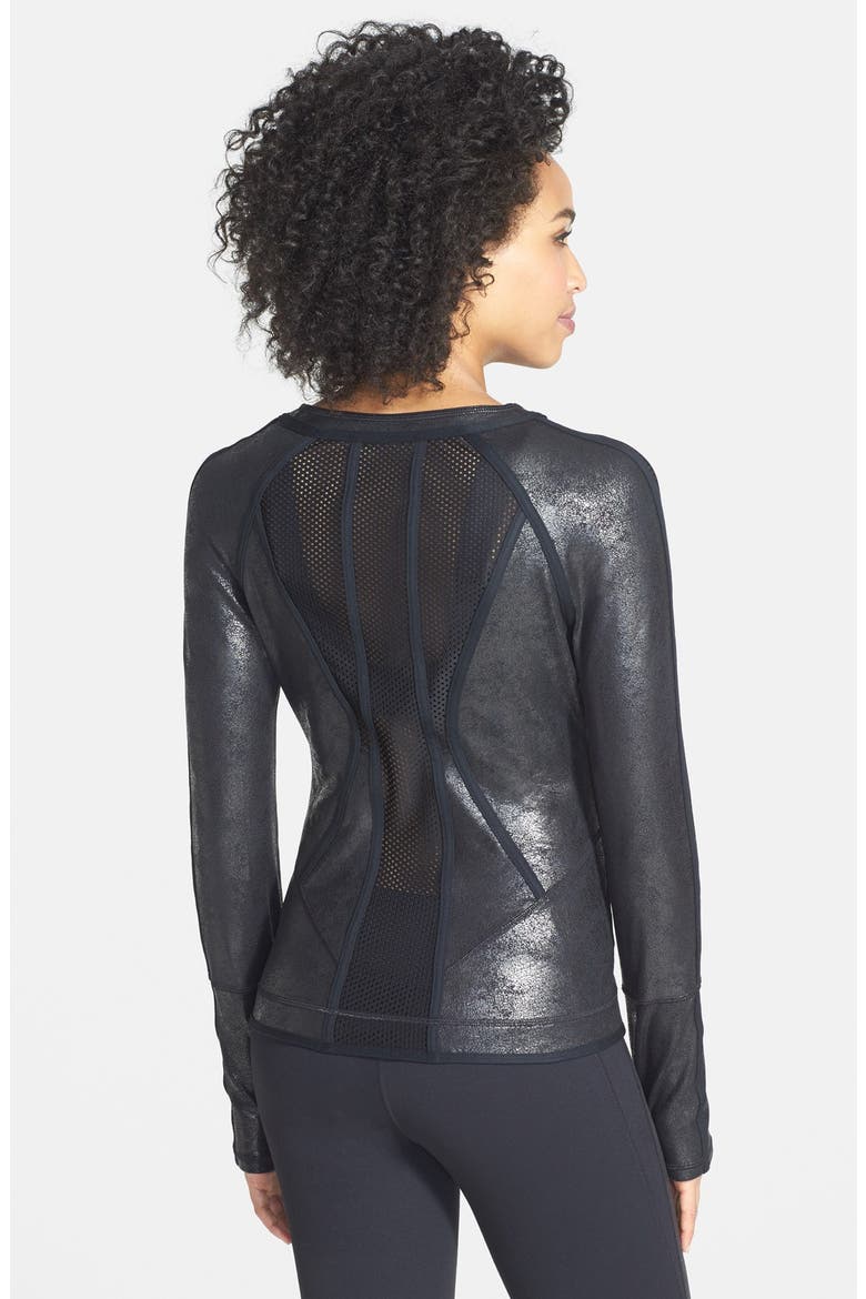'Aria' Distressed Metallic Jacket, Alternate, color, BLACK
