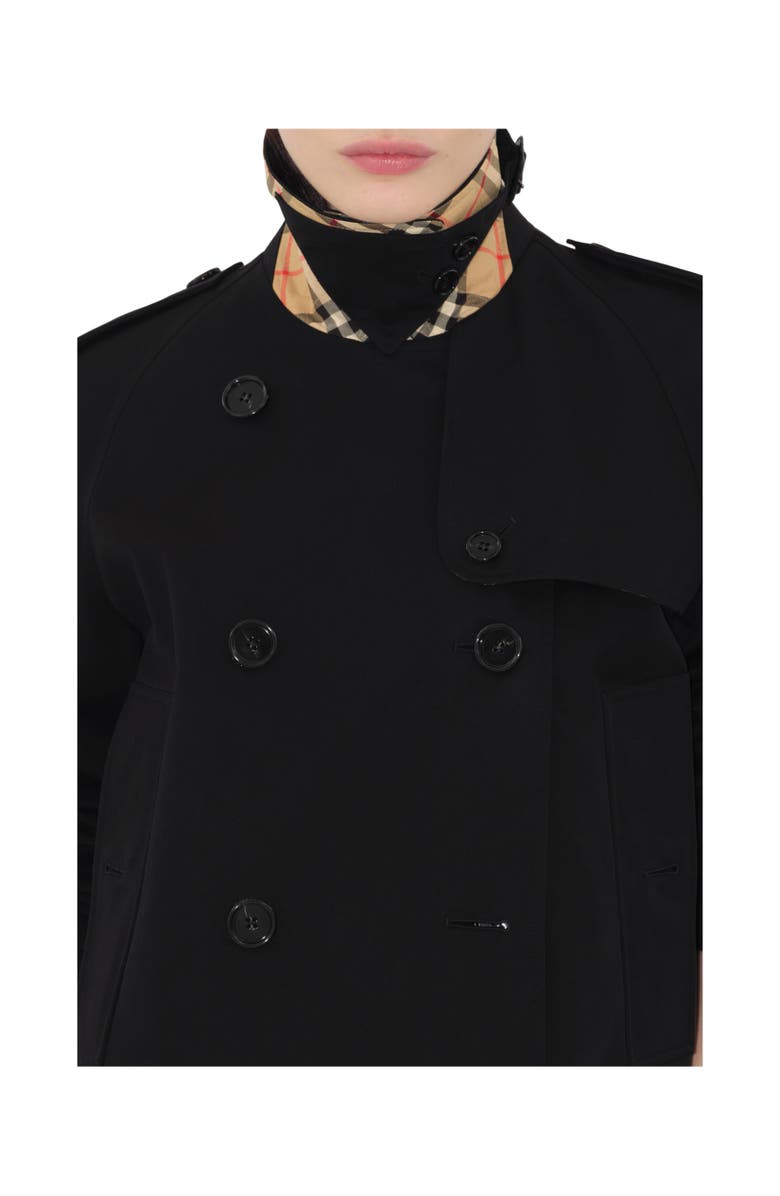 Burberry Cropped Tropical Gabardine Mayfair Trench Jacket, Alternate, color, Black