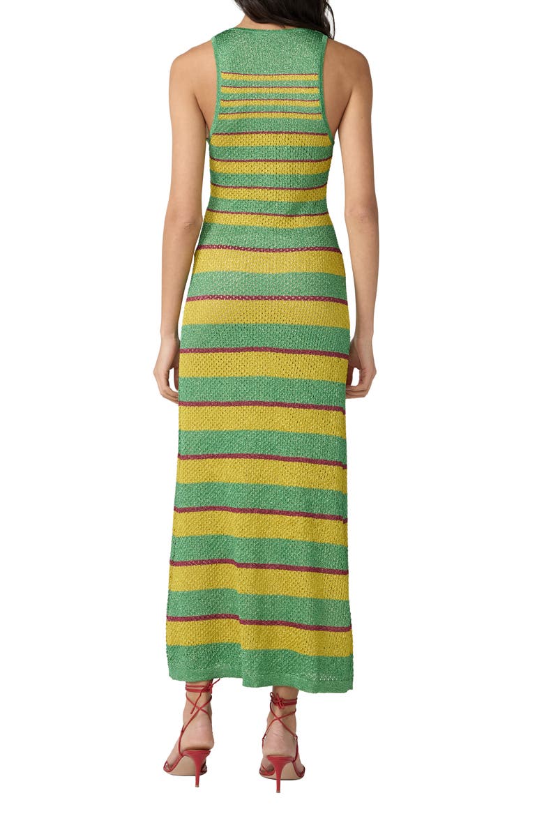 Esme Stripe Plunge Neck Knit Dress, Alternate, color, GREEN/ LEMON CURRY