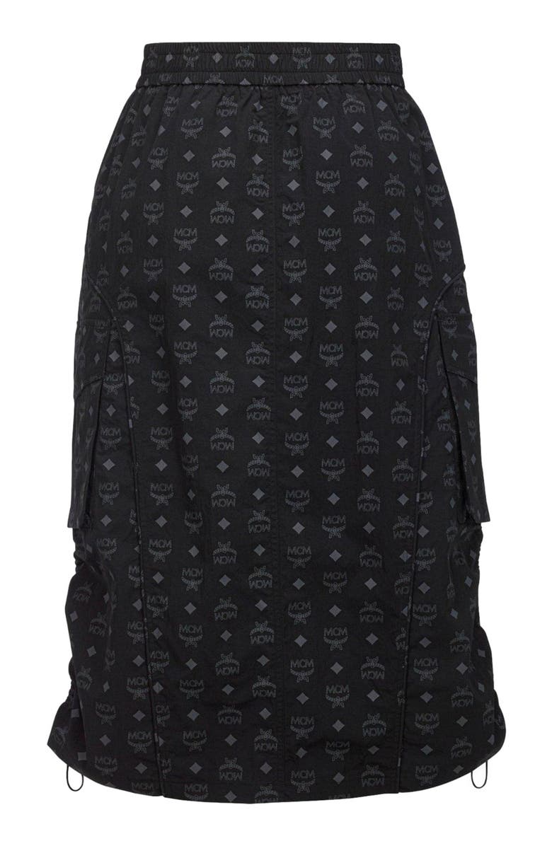 MCM Monogram Midi Skirt in Recycled Nylon, Alternate, color, Black