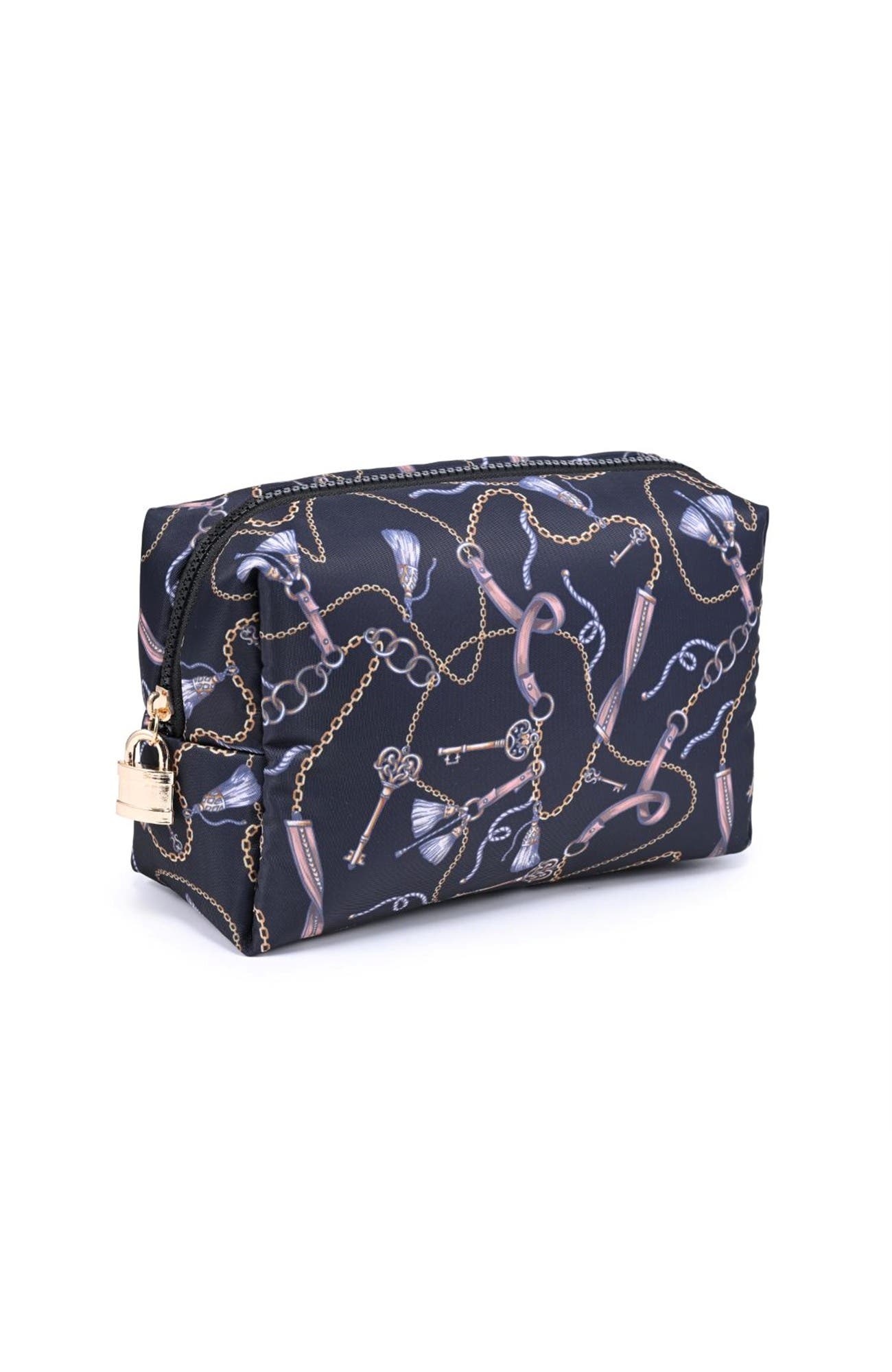 Lock & Luxe Cosmetic & Travel Organizer Pouch, Alternate, color, Black