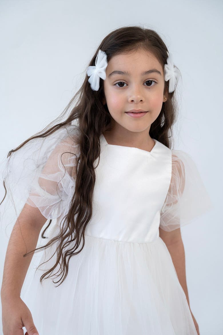 Flower Maxi Tulle Dress, Alternate, color, White Lily