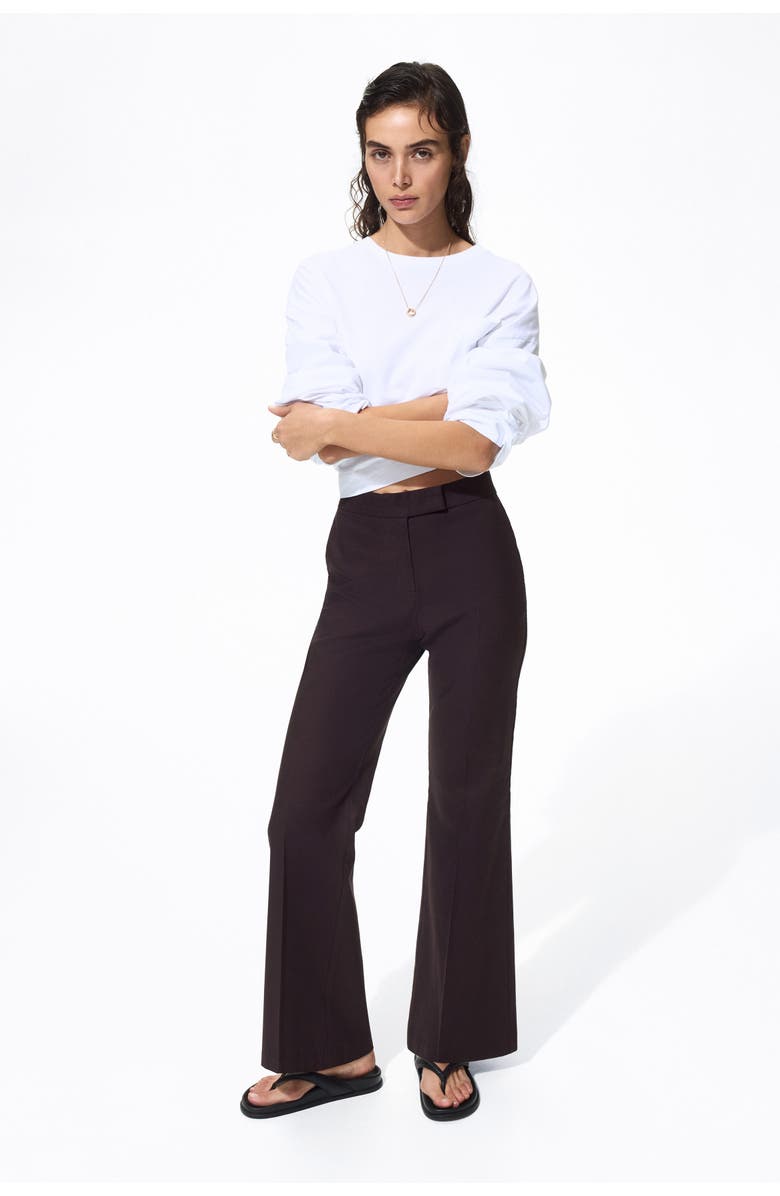H&M Linen-blend Tailored Trousers, Alternate, color, Dark Brown