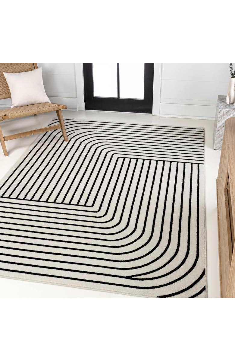 JONATHAN Y Odense High-Low Minimalist Angle Geometric Indoor/Outdoor Area Rug, Alternate, color, Black/White