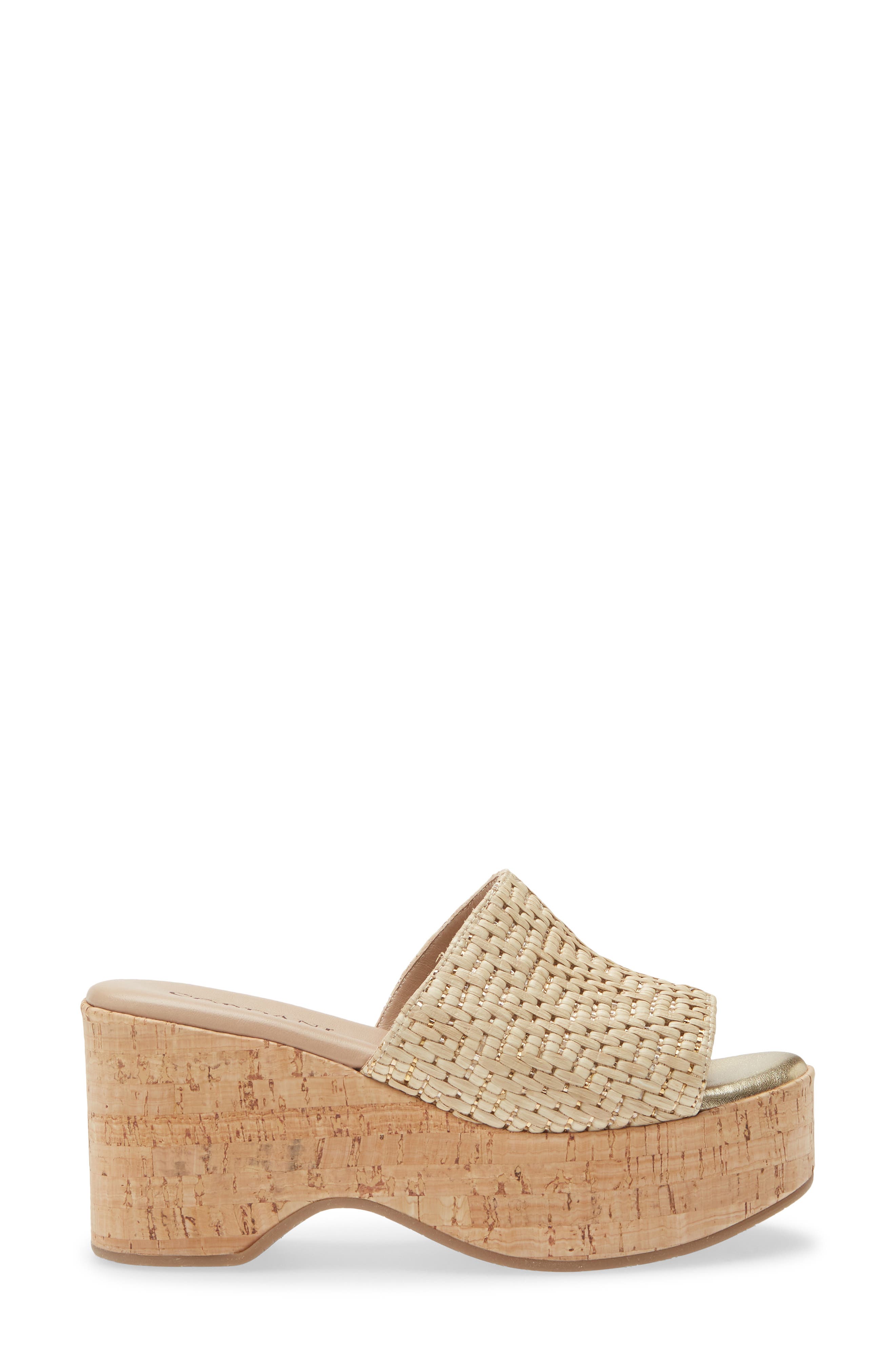 Cordani Joey Platform Slide Sandal, Alternate, color, Beige Raffia