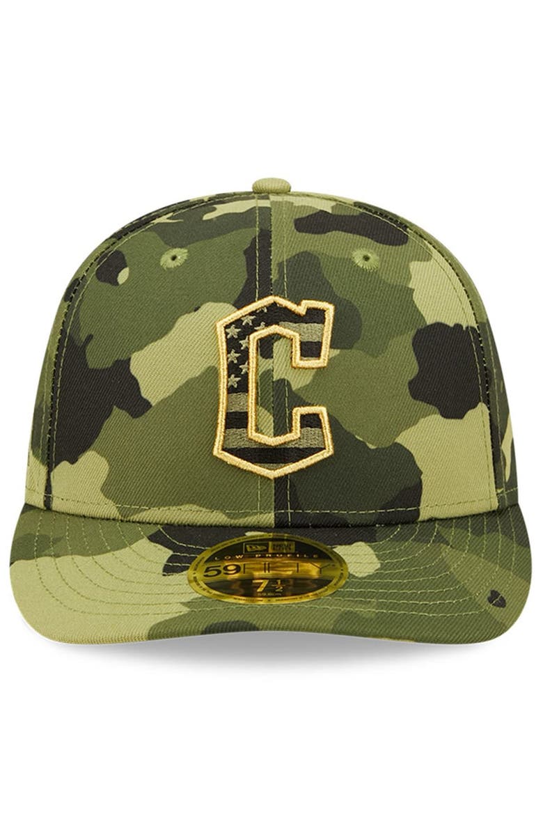 New Era Men's New Era Camo Cleveland Guardians 2022 Armed Forces Day On-Field Low Profile 59FIFTY, Alternate, color,