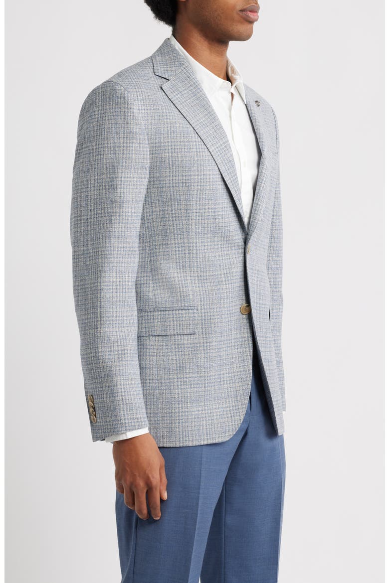 Midland Contemporary Fit Light Grey Plaid Wool & Silk Sport Coat, Alternate, color, LIGHT GREY