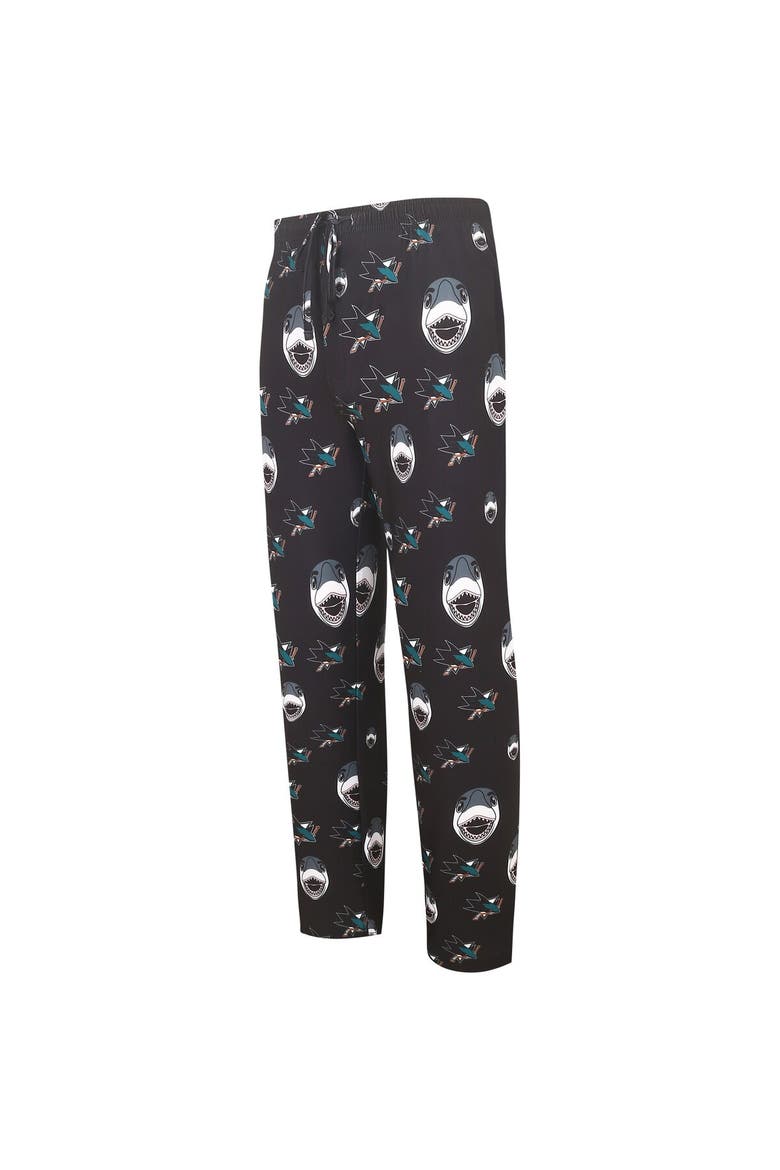 Men's Concepts Sport Black San Jose Sharks Gauge Allover Print Knit Sleep Pants, Alternate, color, Black