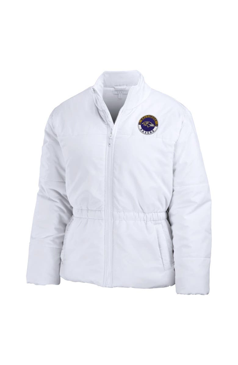 WEAR by Erin Andrews Women's WEAR by Erin Andrews  White Baltimore Ravens Packaway Full-Zip Puffer Jacket, Alternate, color, White