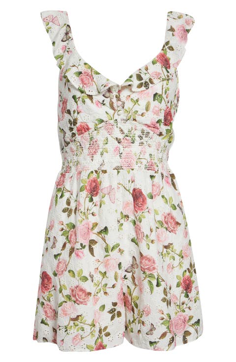 Gema Floral Print Eyelet Dress