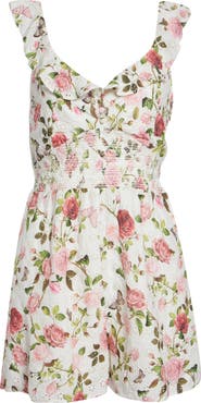 Alice + Olivia Gema Floral Print Eyelet Dress