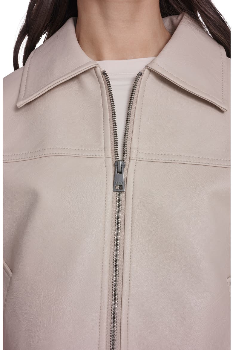 Boxy Faux Leather Bomber Jacket, Alternate, color, CHATEAU GREY