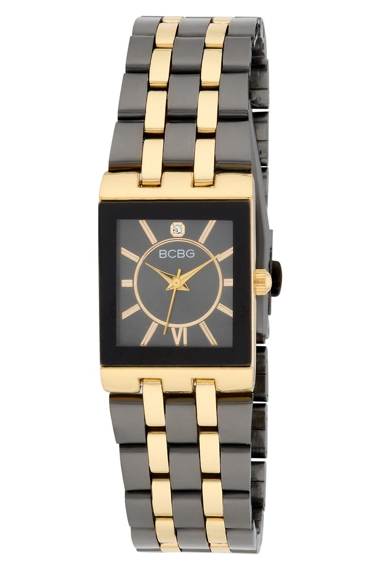 Modern Link Quartz Two-Tone Bracelet Watch, 34mm, Main, color, BLACK