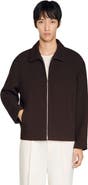 SANDRO Waffled regular collar zip jacket