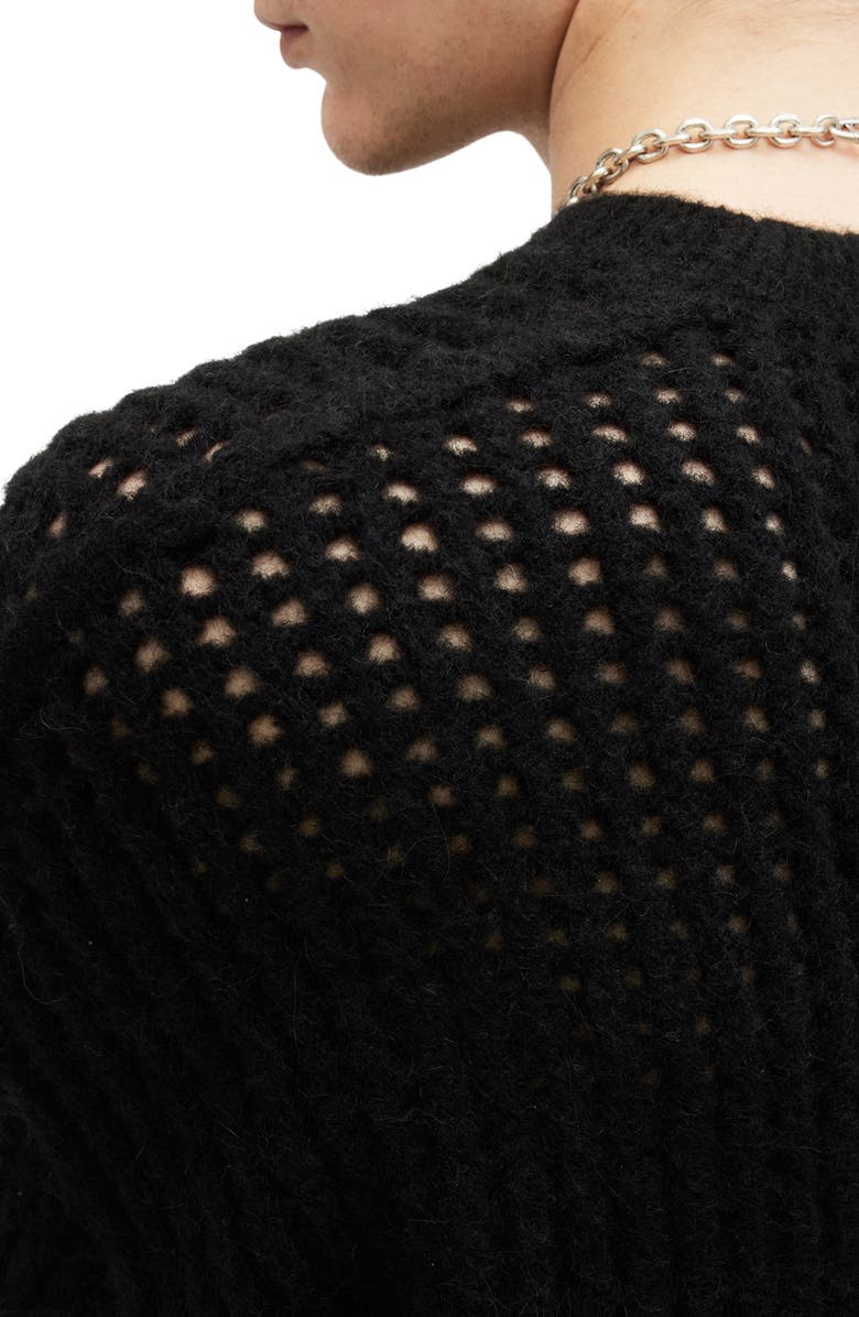AllSaints Harlen Open Stitch Sweater, Alternate, color, Black