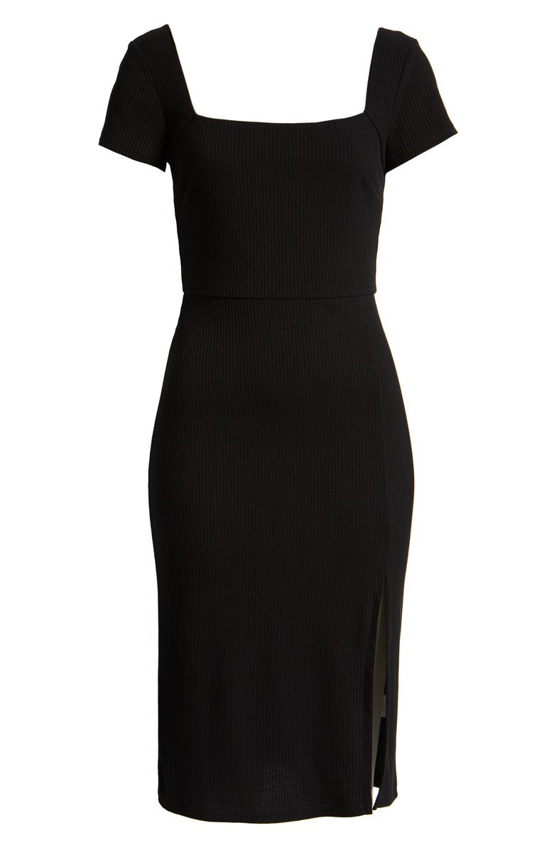 All in Favor Ribbed Square Neck Dress, Alternate, color, 