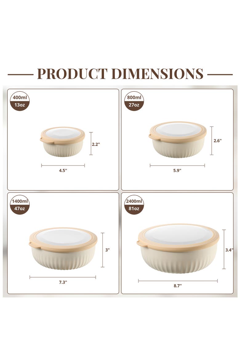 4-Pack Round Stackable Food Storage Containers, Alternate, color, BEIGE