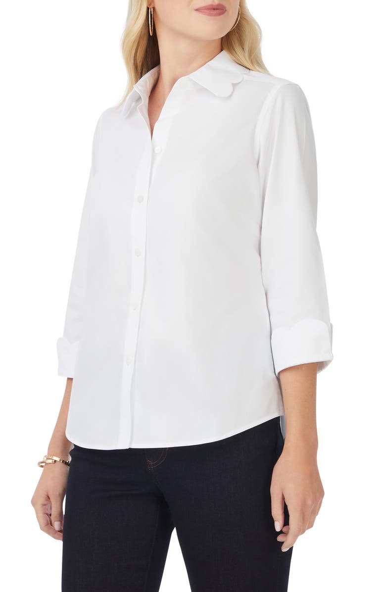 Foxcroft Gwen Three-Quarter Sleeve Cotton Button-Up Shirt, Main, color, 