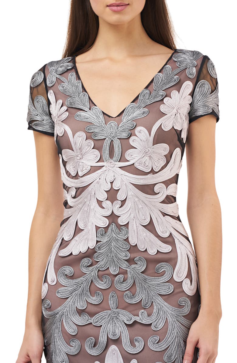 JS Collections Metallic Soutache Cocktail Dress, Alternate, color,