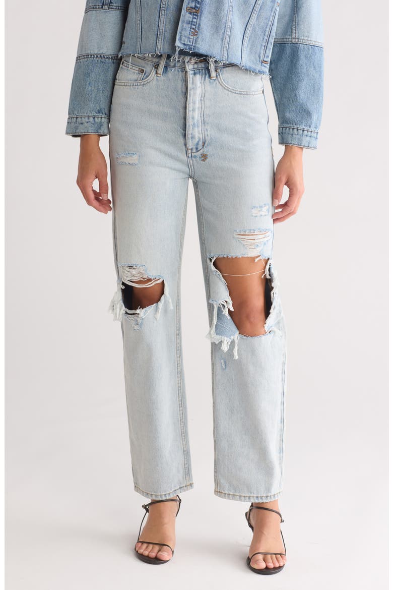 Brooklyn Ripped Straight Leg Jeans, Main, color, DENIM