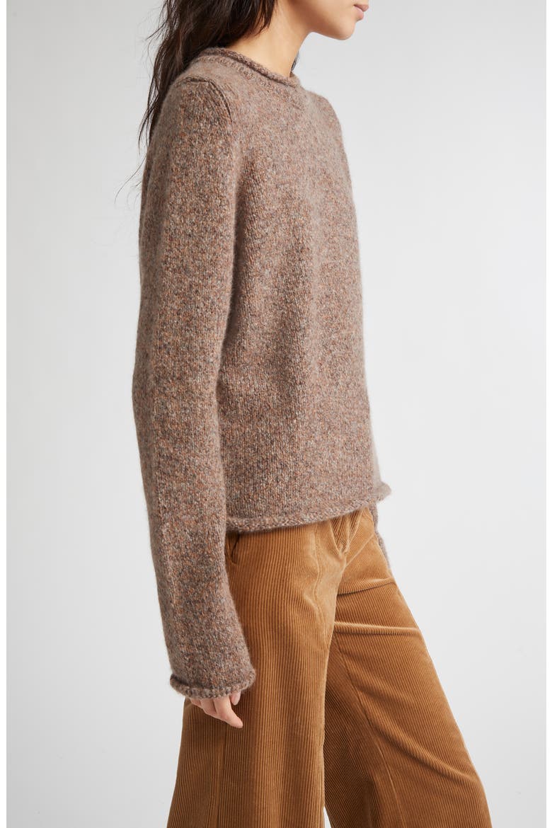 Brushed Cashmere & Silk Crewneck Sweater, Alternate, color, MOLASSES MIX