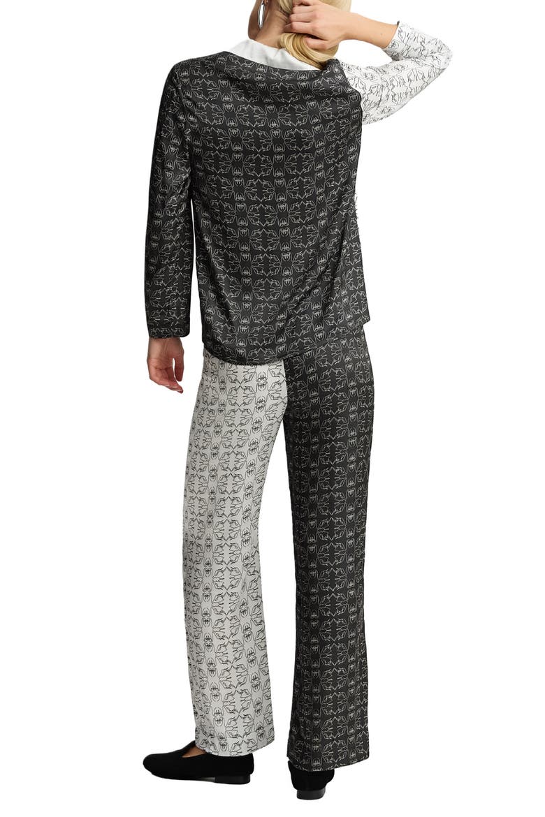 Swn  Monogram Non-gender Long Pajama Set, Alternate, color, Black & White