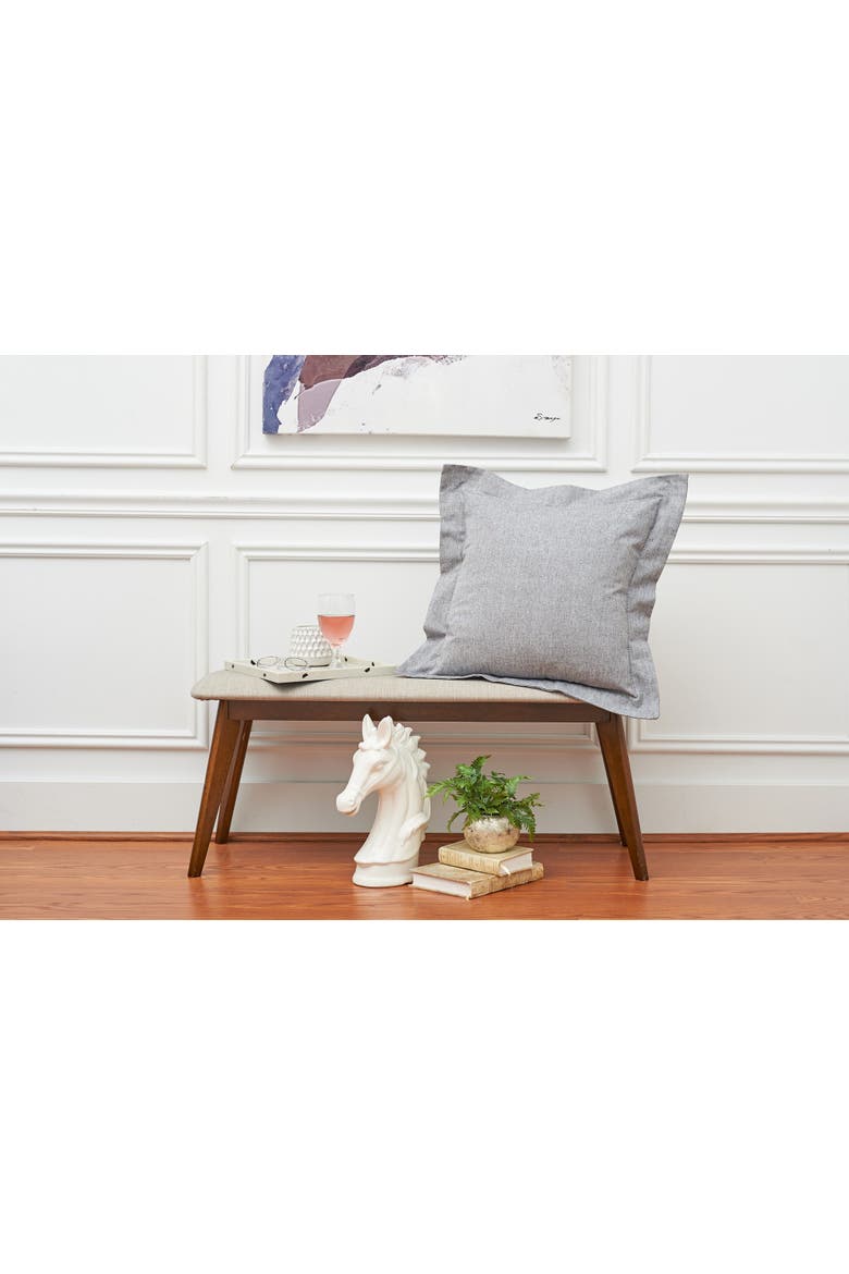 Signature Hemstitch Cotton Chambray Accent Throw Pillow 20" x 20", Alternate, color, Black