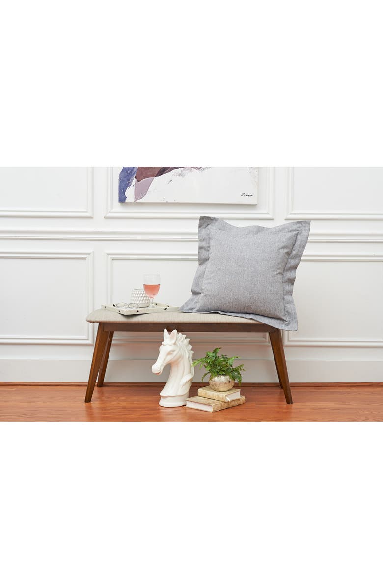 ELISABETH YORK Signature Hemstitch Cotton Chambray Accent Throw Pillow 20" x 20", Alternate, color, Black