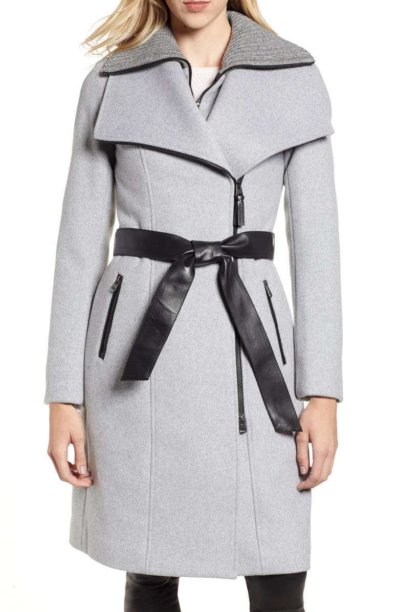 Mackage Nori Belted Wool Blend Coat, Main, color, 